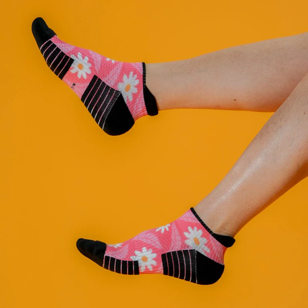 Coral Daisy Ankle Compression Socks - Image 4