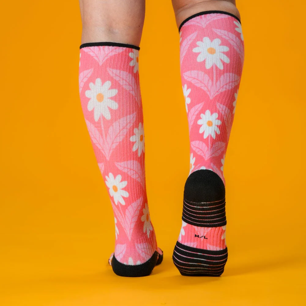 Coral Daisy Compression Socks - Image 4